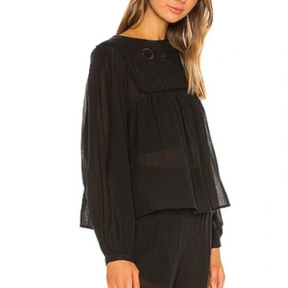NWT Free People Valencia Top and Pant Cotton Blend Two-Piece Set in Black - Picture 3 of 6